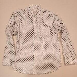 Club Monaco Men's White and Blue Patterned Shirt